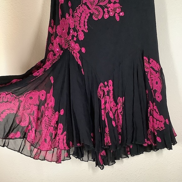 VINTAGE Mesh Y2K Skirt Handkerchief Hem Fairy Grunge Whimsigoth Black Pink 1X - Picture 10 of 11